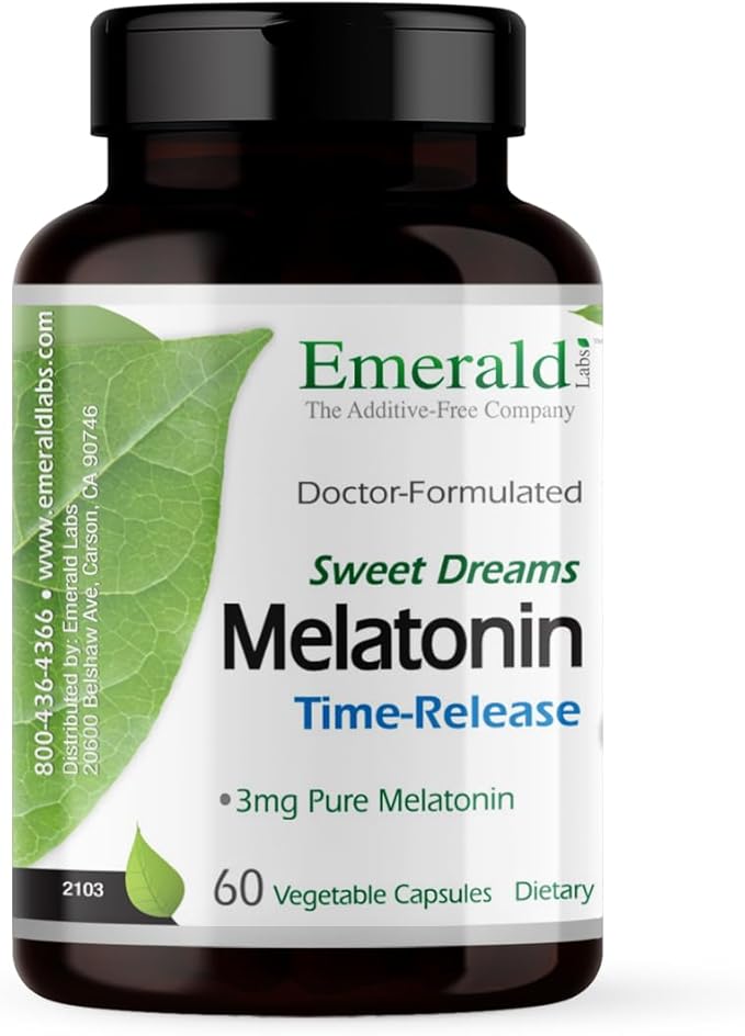 EMERALD LABS Sweet Dreams Melatonin Time-Release - Melatonin Sleep Support Supplement - Supports Healthy Sleep Patterns - 60 Vegetable Capsules (Up to 60-Day Supply)