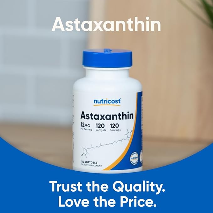 Nutricost Astaxanthin 12mg, Non-GMO and Gluten Free, 120 Softgels (4 Month Supply)