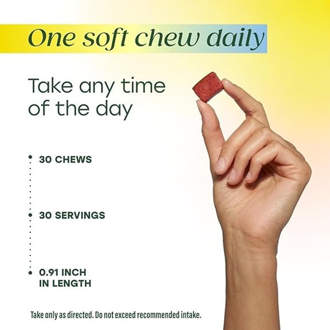 MegaFood Multivitamin for Women, One Daily Multivitamins, Soft Chews with Folate, Methylated B12, Vitamin B6, Biotin, Vitamin D3, C & A - Mixed Berry Flavor - Vegetarian, Non-GMO - 30 Chews