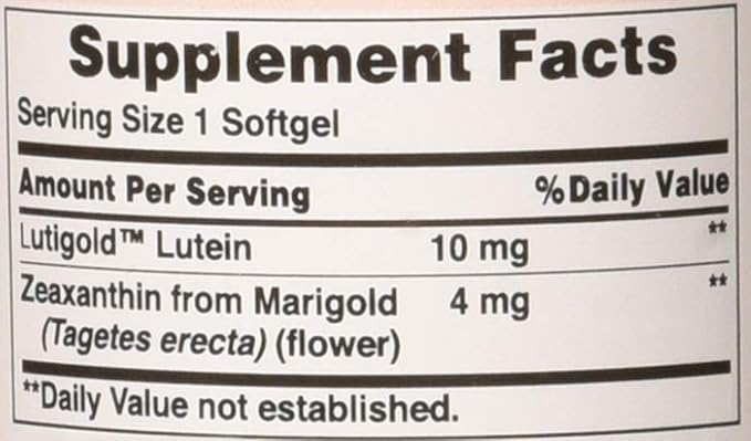 Puritan's Pride Zeaxanthin 4mg with Lutigold™ Lutein 10mg Carotenoids, Dietary Supplement for Healthy Eyes and Vision, 60 Easy-to-Swallow Rapid Release Softgels (Pack of 2)
