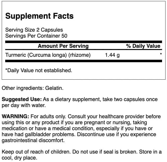 Swanson Full Spectrum Turmeric - Herbal Supplement Supporting Joint Health & Mobility - Natural Formula Supporting Digestive Health - (100 Capsules, 720mg Each)