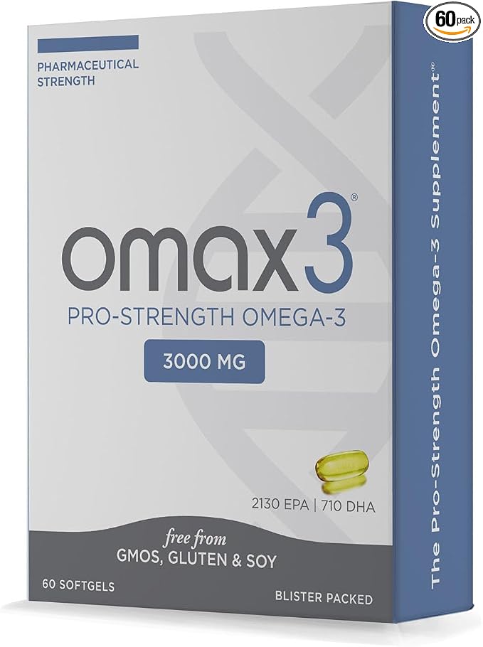 Omax3 Professional Strength Ultra-Pure Omega-3 Fish Oil - 1000 mg - Maximum Joint & Muscle Support - EPA DHA - NSF Certified - 60 Softgel Blister Pack