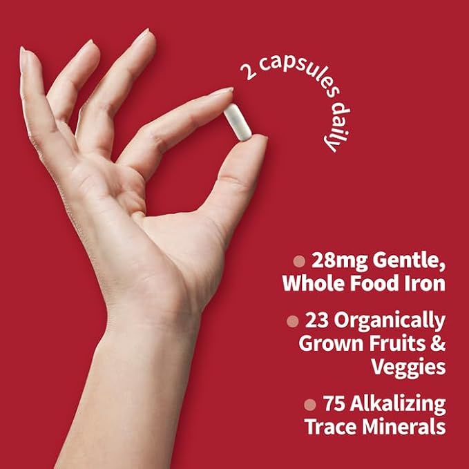Garden of Life Vitamin Code Healthy Blood - Iron Supplement for Women, 60 Vegan Capsules, with Vitamins B, C, Trace Minerals, Fruit Veggies, Probiotics - for Energy and Anemia Support (Pack of 6)