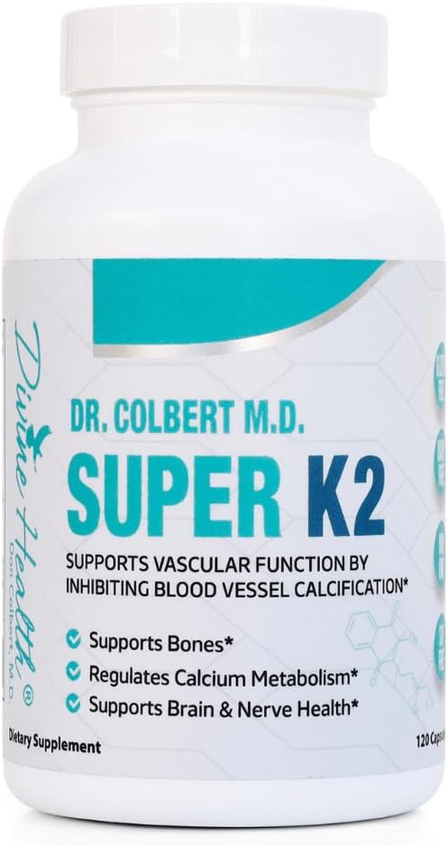 Dr. Colbert, MD Super K2 | Divine Health | MK-7 | Vitamin K2 | 200mcg | 30 Day Supply | 120 Capsules