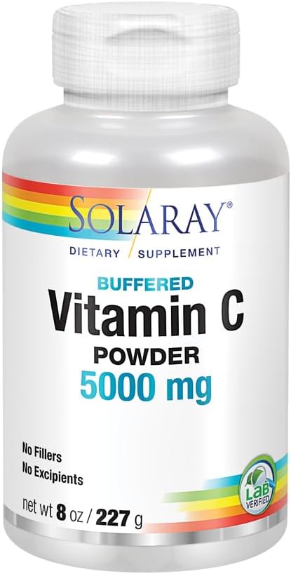 SOLARAY Vitamin C Crystalline 5000mg | Buffered Powder for Gentle Digestion | Healthy Immune Function, Collagen Synthesis & Antioxidant Support | 8 oz