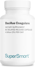 Supersmart Bacillus Coagulans Probiotic 4 Billion CFU per Day (High Absorption) - Lactobacillus Sporogenes Supplement | Non-GMO & Gluten Free - 60 Delayed Release Capsules