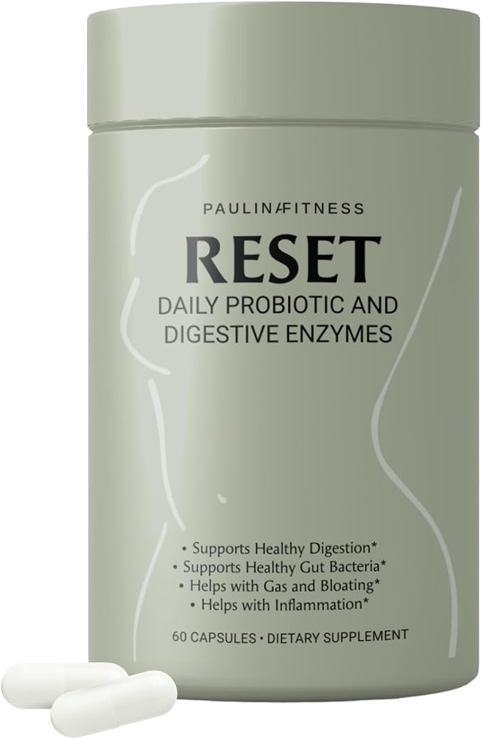 Reset Daily Probiotic + Prebiotic Plant Digestive Enzymes – Advanced Gut Reset for Women – Bloating Relief, Weight Management, Digestion, Gut Health – Vegan, Shelf-Stable – 60 Capsules (30-Day Supply)