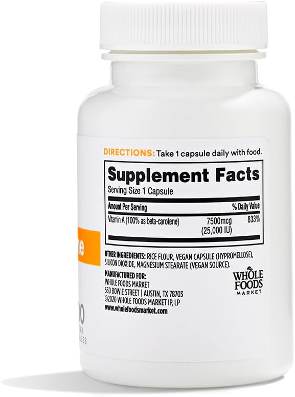 365 by Whole Foods Market, High-Potency Beta-Carotene, 7500mcg Vitamin A, 100 Vegan Capsules