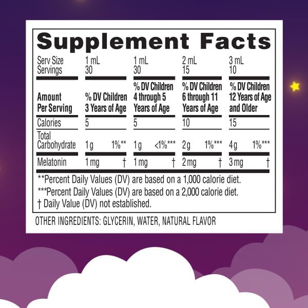 Zarbee's Kids Sleep Supplement Liquid with 1mg Melatonin; Drug-Free & Effective; Easy to Take Natural Berry Flavor for Children Ages 3 and Up; 1 Fl Oz Bottles,(Pack of 4)