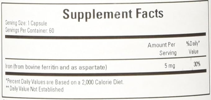 Cardiovascular Research Ferritin Maximum Absorption Iron Supplement 1-Pack, 01-Cream,60 Capsules