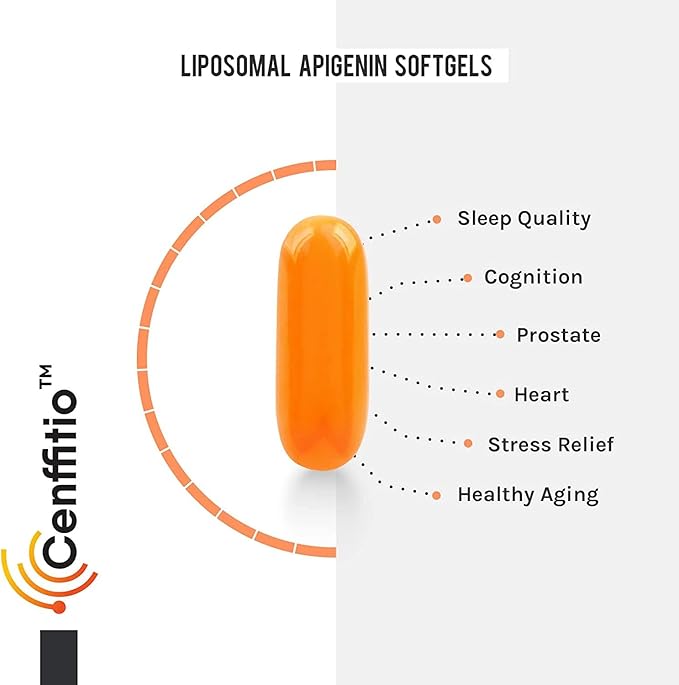 Liposomal apigenin 500mg Softgels - Optimal Apigenin Supplement with Fisetin, Quercetin and Theaflavins - 4 Month Supply