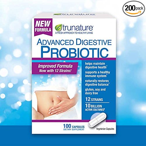 TruNature Digestive Probiotic with 12 Strains & 100 Capsules (Pack of 2)