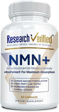 Research Verified NMN - Boost Cellular Energy, Support Healthy Aging & Vitality - 500mg Pure NMN - 60 Capsules - 1 Bottle
