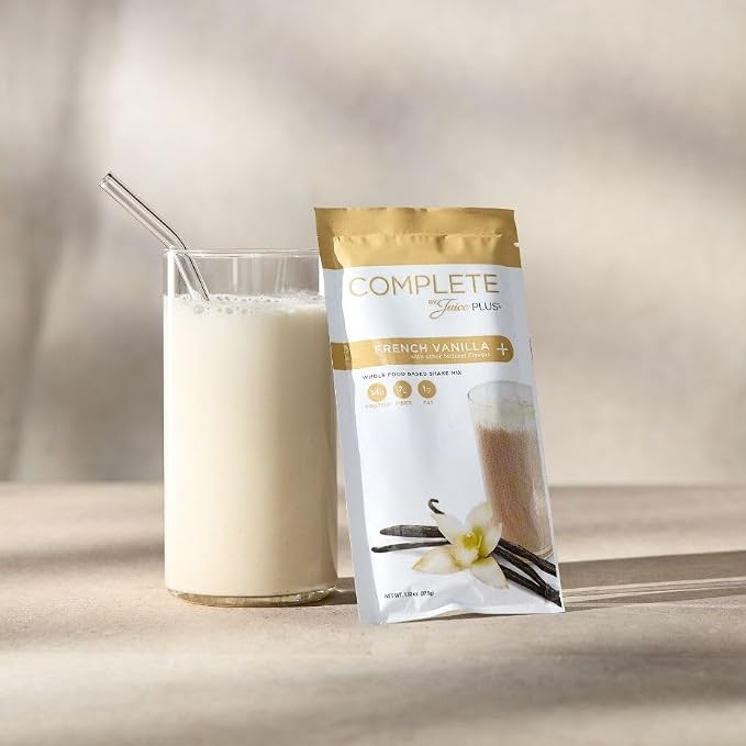 Complete by JuicePlus+ Single Serve French Vanilla Shakes - Plant-Based Nutrition - Whole Food Based Shake Powder with Protein, Fiber & Prebiotics - 30 Servings (2 Pouches, 30 Servings)