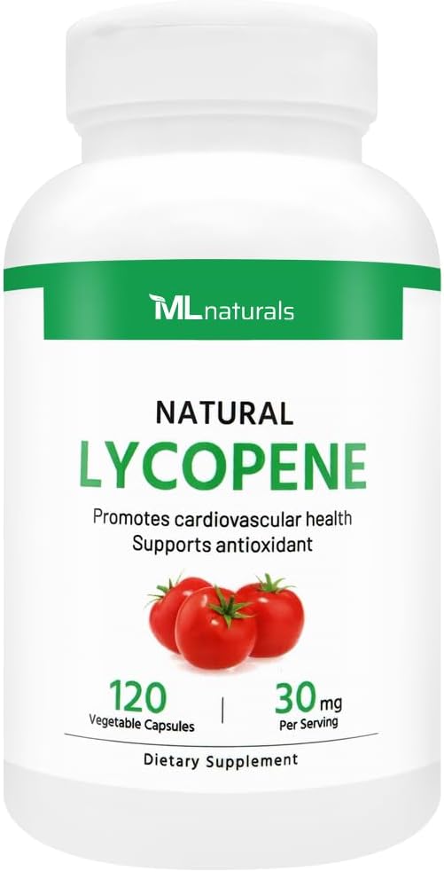 ML Naturals Natural Lycopene 30mg (Per Serving) – 120 Vegetable Capsules – Supports Cardiovascular, Immune & Prostate Health