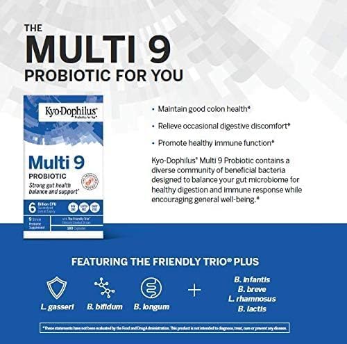 Kyolic Kyo-Dophilus Multi 9 Probiotic, Strong Gut Health Balance and Support*, 90 Capsules