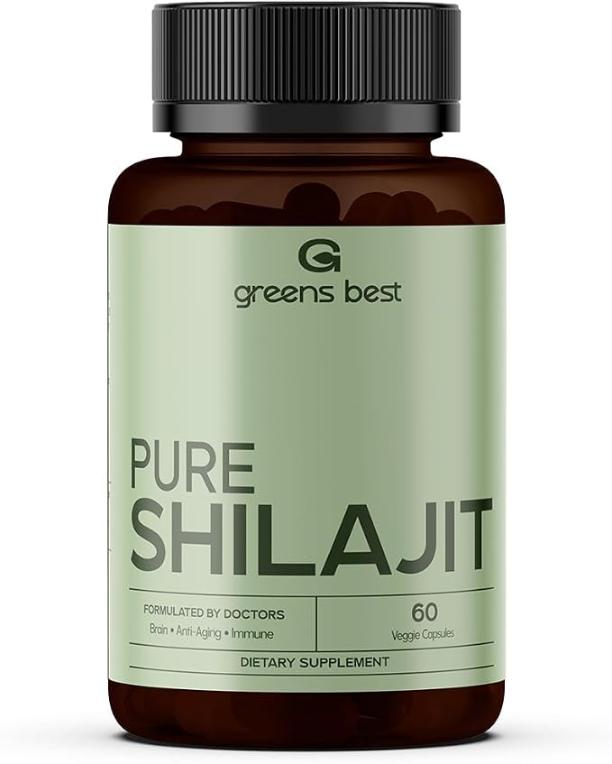GREEN'S BEST Pure Himalayan Shilajit Capsules – Organic Fulvic Acid Supplement for Energy & Immune Support – Boosts Stamina & Brain Health – Vegan, No Additives