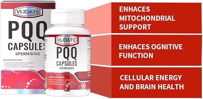 PQQ Complex – Featuring Pyrroloquinoline Quinone, GABA, Spermidine & Vitamin E – Enhances Mitochondrial Support & Brain Function – 30 Vegetarian Capsules