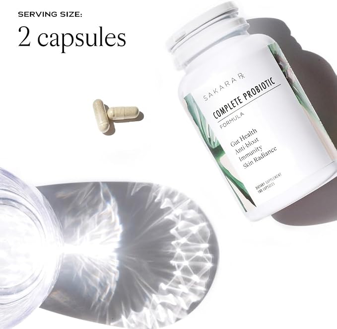 SAKARA Complete Probiotic - Prebiotics and Probiotics for Women Digestive Health Supplements, Supports Bloating, Immune System & Skin Radiance, Gut Health for Women with 3 Billion CFU's - 180 Capsules