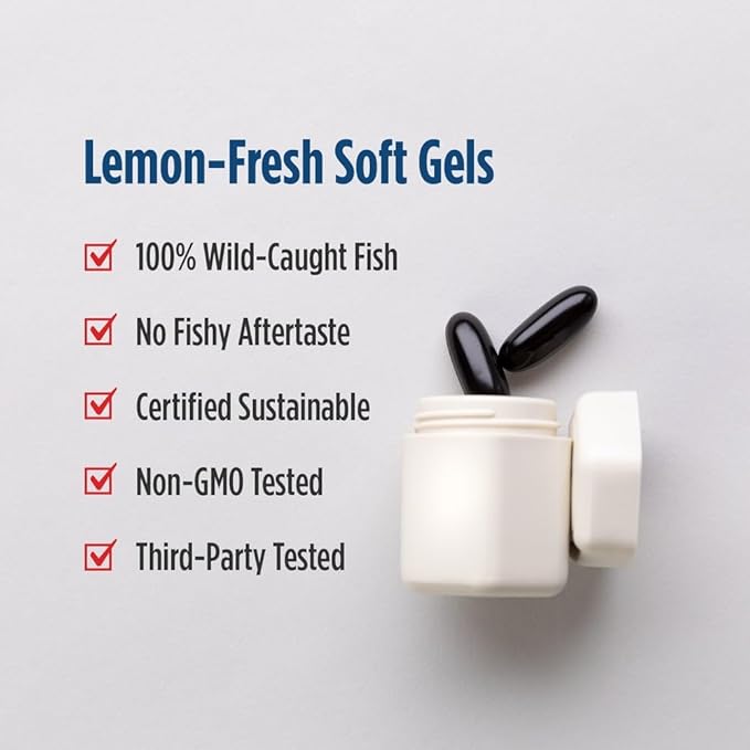 Nordic Naturals Ultimate Omega + CoQ10, Lemon - 60 Soft Gels - 1280 mg Omega-3 + 100 mg CoQ10 - Heart Health, Cellular Energy, Antioxidant Support - Non-GMO - 30 Servings