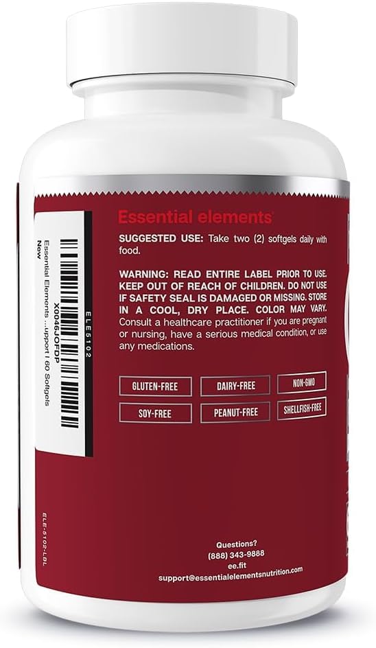 Essential Elements Omega-3 Fish Oil Supplement with EPA & DHA | Fatty Acids for Immune, Heart & Cognitive Support | 60 Softgels