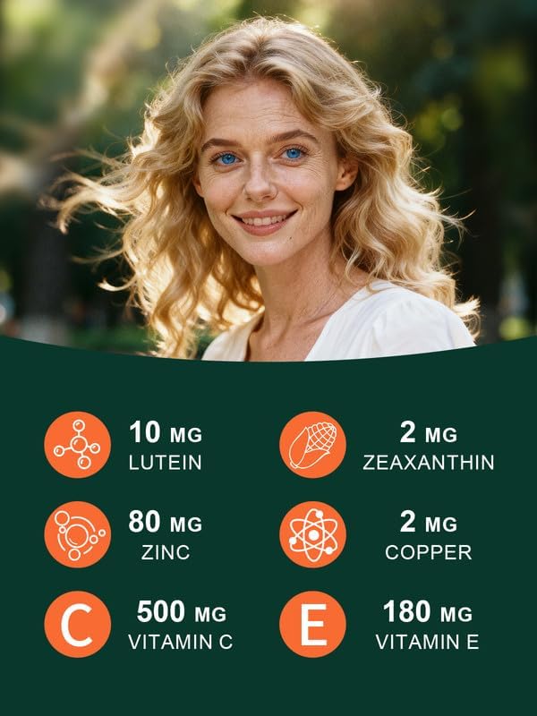 AREDS 2 120 Capsules + Multivitamin, Lutein and Zeaxanthin 20mg, 2-in-1 Eye Vitamin, Contains Vitamin C, D, E & Zinc