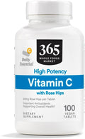 365 by Whole Foods Market, High Potency Vitamin C with Rose Hips, Vegan, 100 Tablets