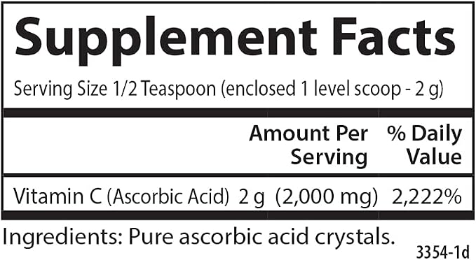 Carlson - Non-GMO Vitamin C Crystals, 2000 mg, Vitamin C Powder, Immune Support, Antioxidant, 35 oz (1000 g)