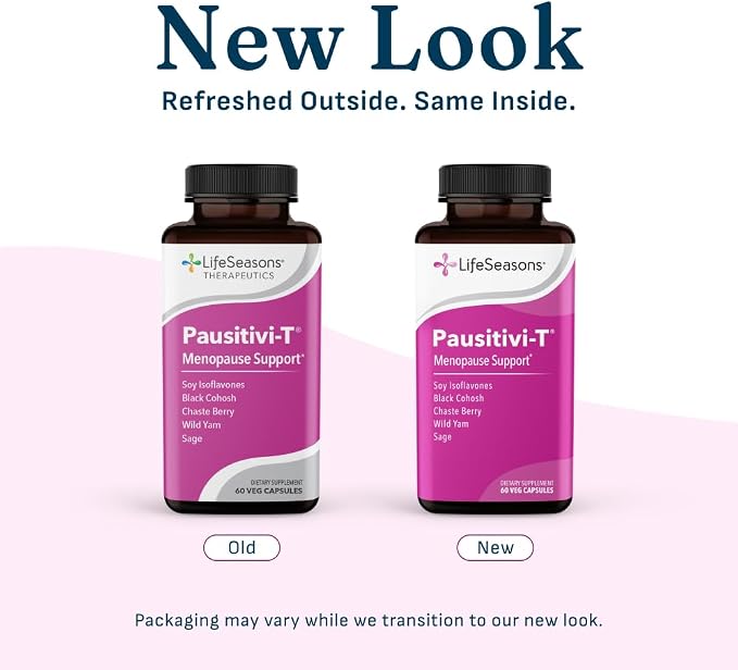 Pausitivi-T - Menopause Support Supplement - Relief for Hot Flashes, Hormone Imbalance & Night Sweats - Nourishes Tissue - Sage, Chasteberry, Soy Isoflavones & Black Cohosh - 60 Capsules (Pack of 2)
