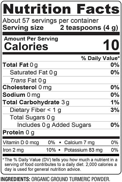 BareOrganics Turmeric Root Powder Superfood, Dietary Supplement, 8 Oz