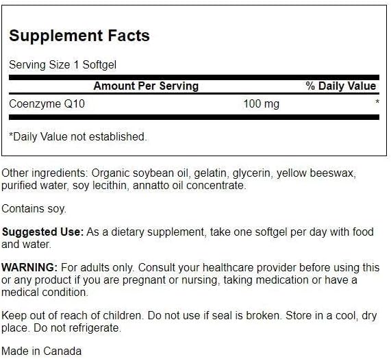 Swanson CoQ10 - Energy Antioxidant Support - Coenzyme Q10 Supplement - (100 Softgels, 100mg Each)