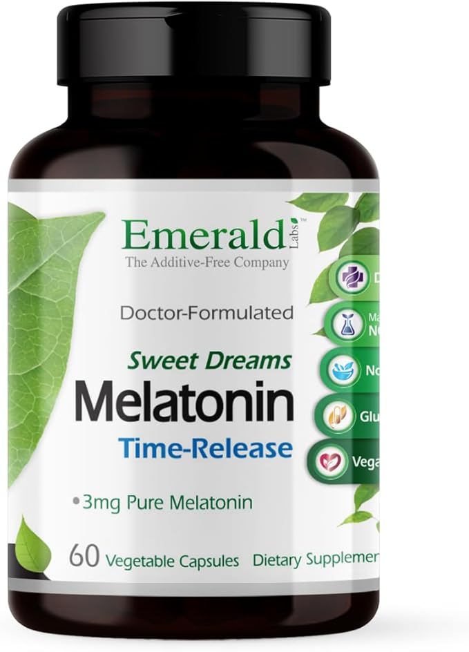 EMERALD LABS Sweet Dreams Melatonin Time-Release - Melatonin Sleep Support Supplement - Supports Healthy Sleep Patterns - 60 Vegetable Capsules (Up to 60-Day Supply)