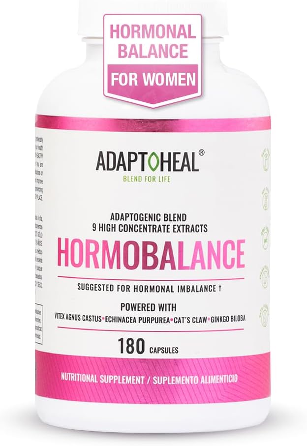 ADAPTOHEAL Hormobalance for Women – Hormone Balance Support with 9 High-Concentrate Adaptogenic Extracts (Vitex, Dong Quai, Reishi) – Stress, Mood & Daily Wellness Support – 180 Capsules