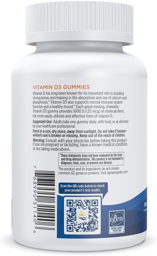 Nordic Naturals Vitamin D3 Gummies, Wild Berry - 60 Gummies - 1000 IU Vitamin D3 - Great Taste - Healthy Bones, Mood & Immune System Function - Non-GMO - 60 Servings