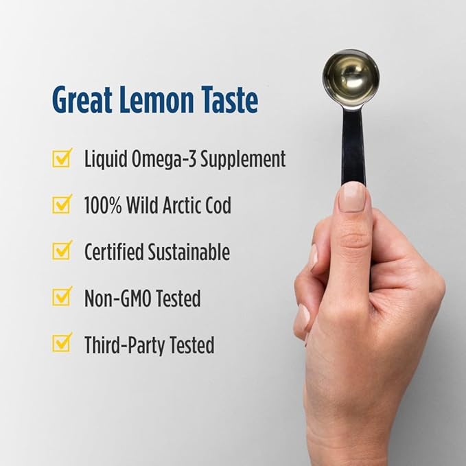 Nordic Naturals Arctic Cod Liver Oil, Lemon - 8 oz - 1060 mg Total Omega-3s with EPA & DHA - Heart & Brain Health, Healthy Immunity, Overall Wellness - Non-GMO - 48 Servings