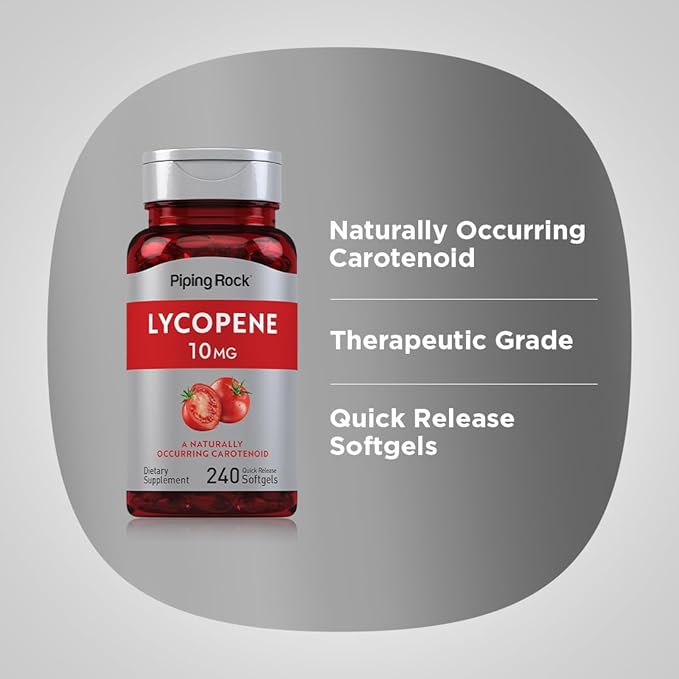 Piping Rock Lycopene 10mg | 240 Softgels | Non-GMO, Gluten Free Supplement
