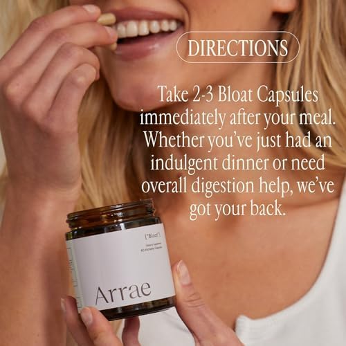 Arrae Fast-Acting Bloating Relief Digestive Enzymes, All Natural Bloat, Gas & Indigestion Relief Capsules (30 Count)