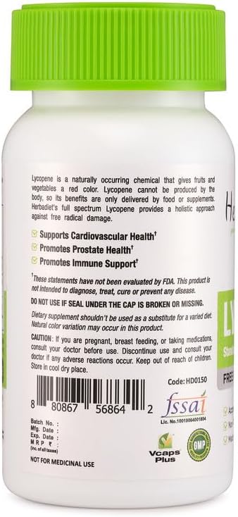 Lycopene 50mg Capsules - Natural Prostate Health Support Supplements for Men - Immune Support, Antioxidant, Vision Support, Heart Health, Eye Health - Pure Tomato Extract (120 Capsules)