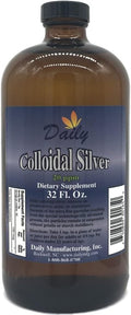 Daily Manufacturing Colloidal Silver (20 ppm - No Preservatives, Acids or Stabilizers) 32 oz Amber Glass Bottles