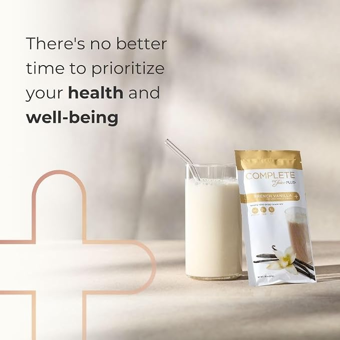 Complete by JuicePlus+ Single Serve French Vanilla Shakes - Plant-Based Nutrition - Whole Food Based Shake Powder with Protein, Fiber & Prebiotics - 30 Servings (2 Pouches, 30 Servings)