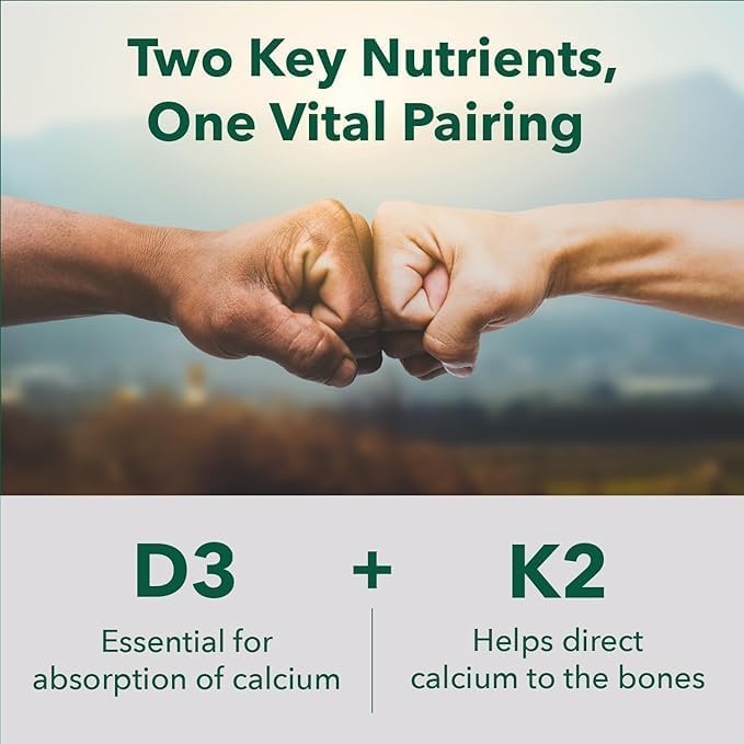 PlantFusion Organic Vegan Vitamin D3 + K2 5,000 IU, 50MCG – Vitamin D Sourced from Plant Based Lichen and Vitamin K2, for Immune Support and Bone Health - 120 Capsules