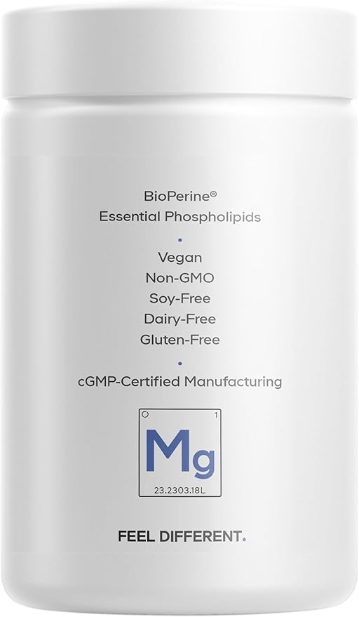 Codeage Liposomal Magnesium Glycinate Supplement - Magnesium Bisglycinate Pills - BioPerine Black Pepper - Liposomal Delivery - Non-GMO, Gluten-Free Mineral - 120 Capsules