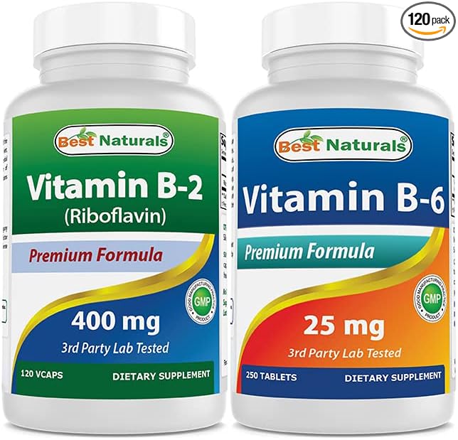 Best Naturals Vitamin B2 (Riboflavin) 400mg & Vitamin B-6 25 Mg
