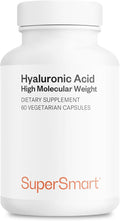 Supersmart Hyaluronic Acid Supplement 300mg per Day (Sodium Hyaluronate) - High Molecular Weight 1.2 Million Daltons | Non-GMO & Gluten Free - 60 Vegetarian Capsules