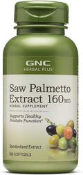 GNC Herbal Saw Palmetto Extract 160mg Supplement, Supports Healthy Prostate Function, 100 Servings