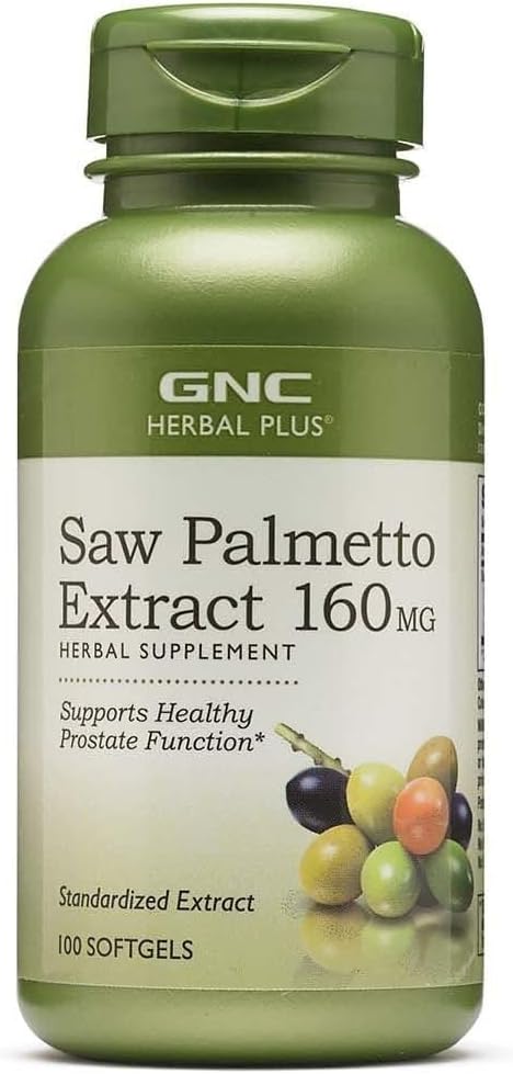 GNC Herbal Saw Palmetto Extract 160mg Supplement, Supports Healthy Prostate Function, 100 Servings