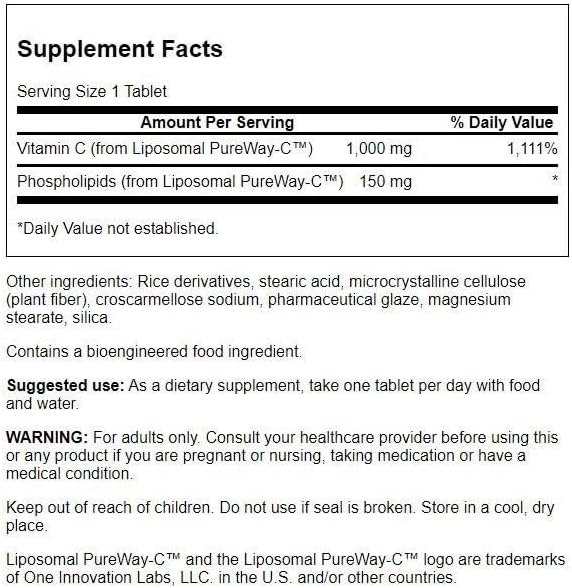 Swanson Liposomal Vitamin C - High Bioavailability 1,000 mg 60 Tabs