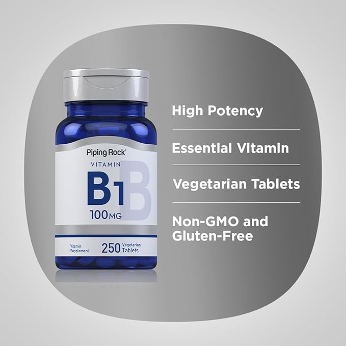 Piping Rock Vitamin B1 100mg | 250 Tablets | Thiamine Supplement | Vegetarian, Non-GMO, Gluten Free