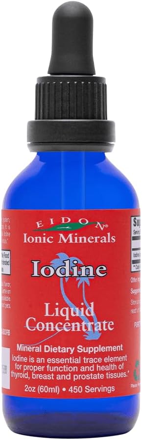 Eidon Ionic Minerals Potassium Iodide Supplement - Liquid Iodine Drops, Supports Energy Levels and Thyroid Health, Bioavailable, No Additives or Preservatives - Potassium Iodide Drops, 2 oz