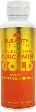 PURALITY HEALTH Curcumin Gold, from Turmeric with Ginger Oil & DHA Omega-3s, Micelle Liposomal Enhanced Absorption, Joint Health, 15 Day Supply